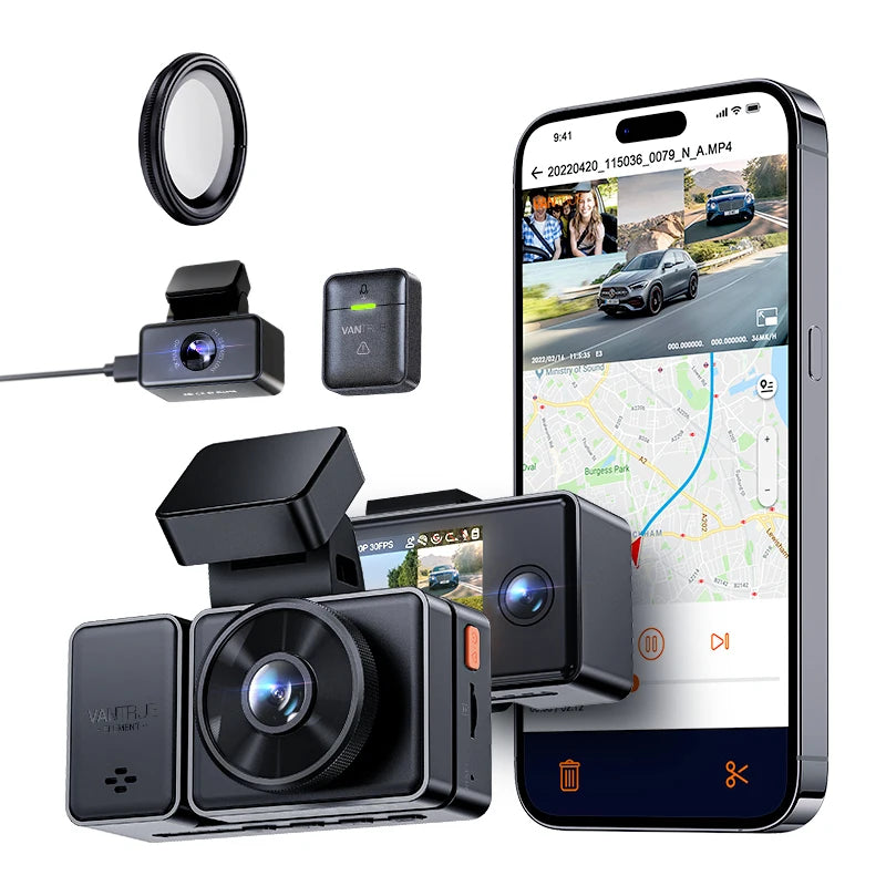 Vantrue E3 DashCam 3 Channel 2.7K WiFi with STARVIS IR Night Vision