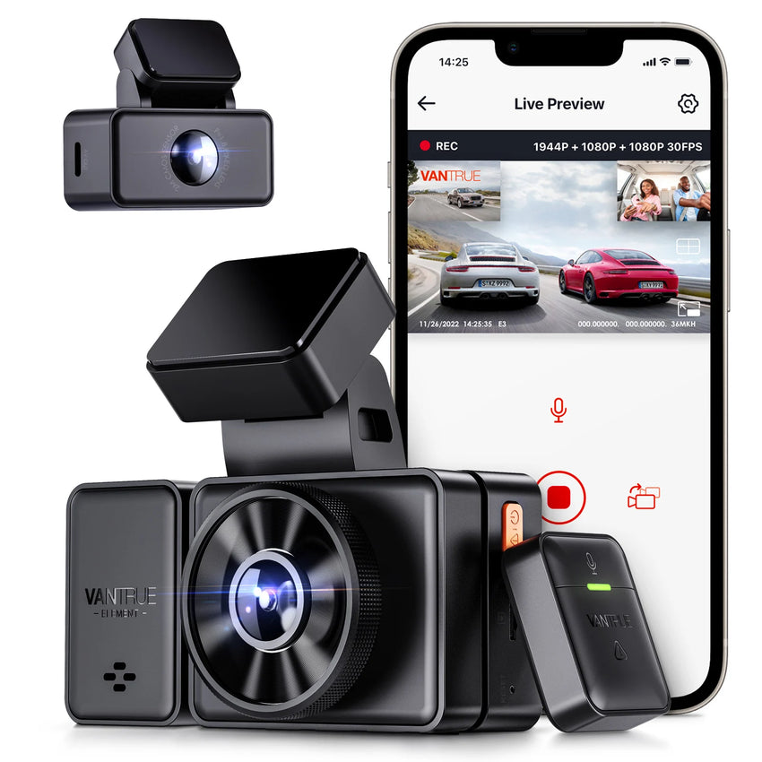 Vantrue E3 DashCam 3 Channel 2.7K WiFi with STARVIS IR Night Vision