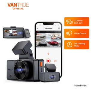 Vantrue E3 DashCam 3 Channel 2.7K WiFi with STARVIS IR Night Vision