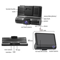FHD 1080P Auto Recorder Dash Cam 3 Camera Lens Registrator with Rear View