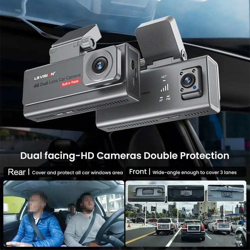 LS VISION 4K 4G Sim Car Surveillance Camera Dual Lens