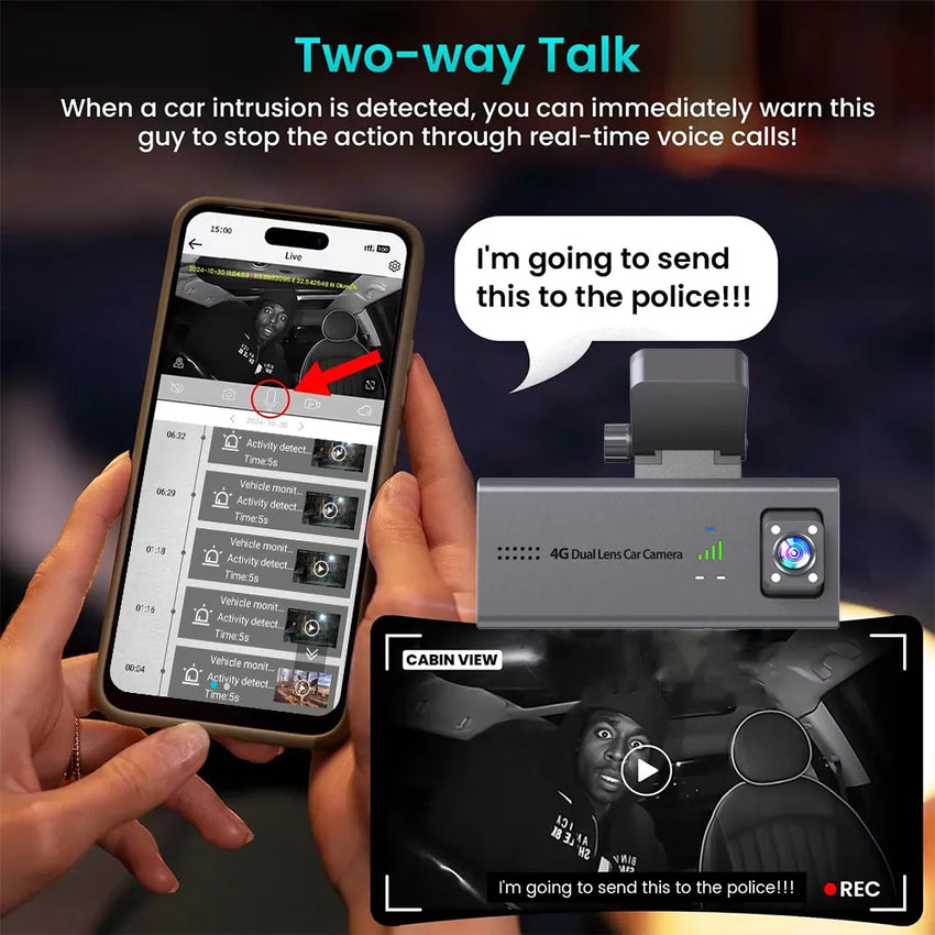 LS VISION 4K 4G Sim Car Surveillance Camera Dual Lens