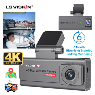 LS VISION 4K 4G Sim Car Surveillance Camera Dual Lens
